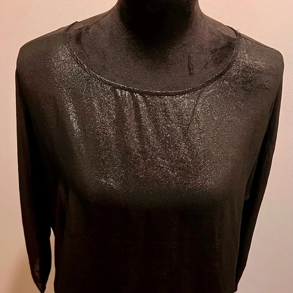 Mango Shimmering Black Blouse - Picture 3 of 7